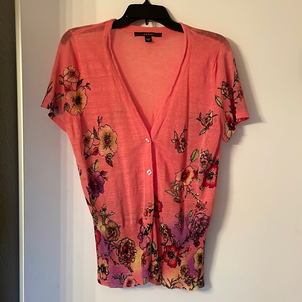 Short-sleeve sheer cardigan